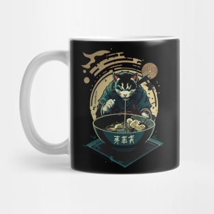 Shogun Ninja Ramen Cat Slurping Noodles Mug